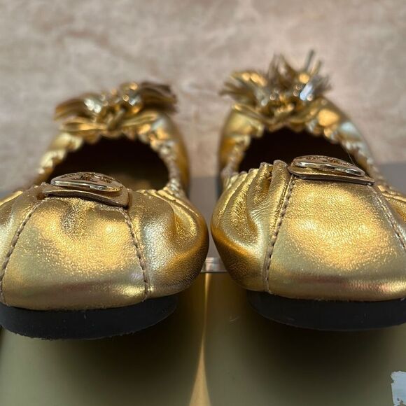 Tory Burch Gold Leather Ballet Flats - Picture 8 of 8